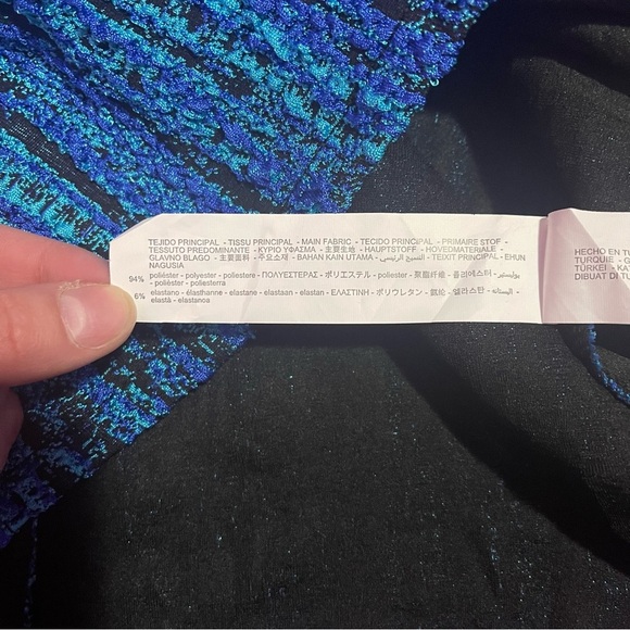 Zara Dress Women's Size Small Black Light Blue Textured Mini Bodycon Stretch NWT - Picture 13 of 13